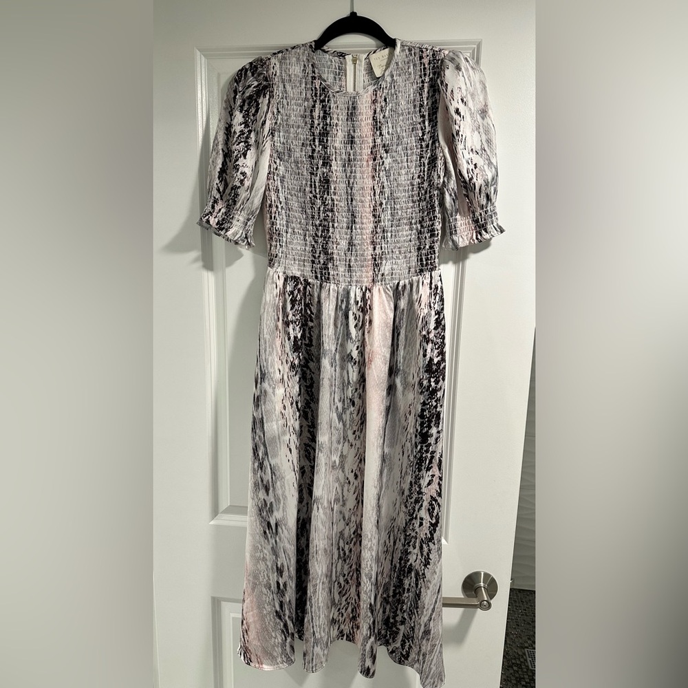 Ted Baker Black and White snake print silk Midi Dress